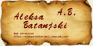 Aleksa Batanjski vizit kartica